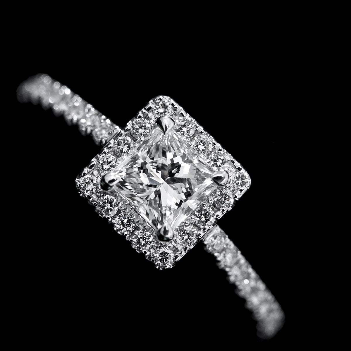 Princess Halo Engagement Ring