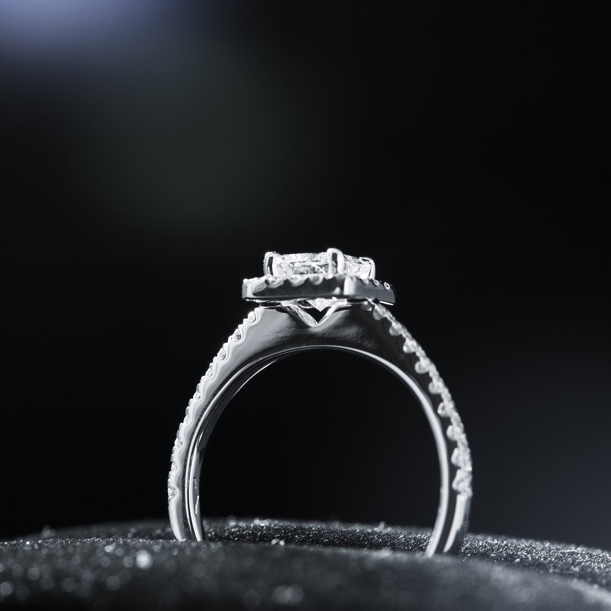 Princess Halo Engagement Ring