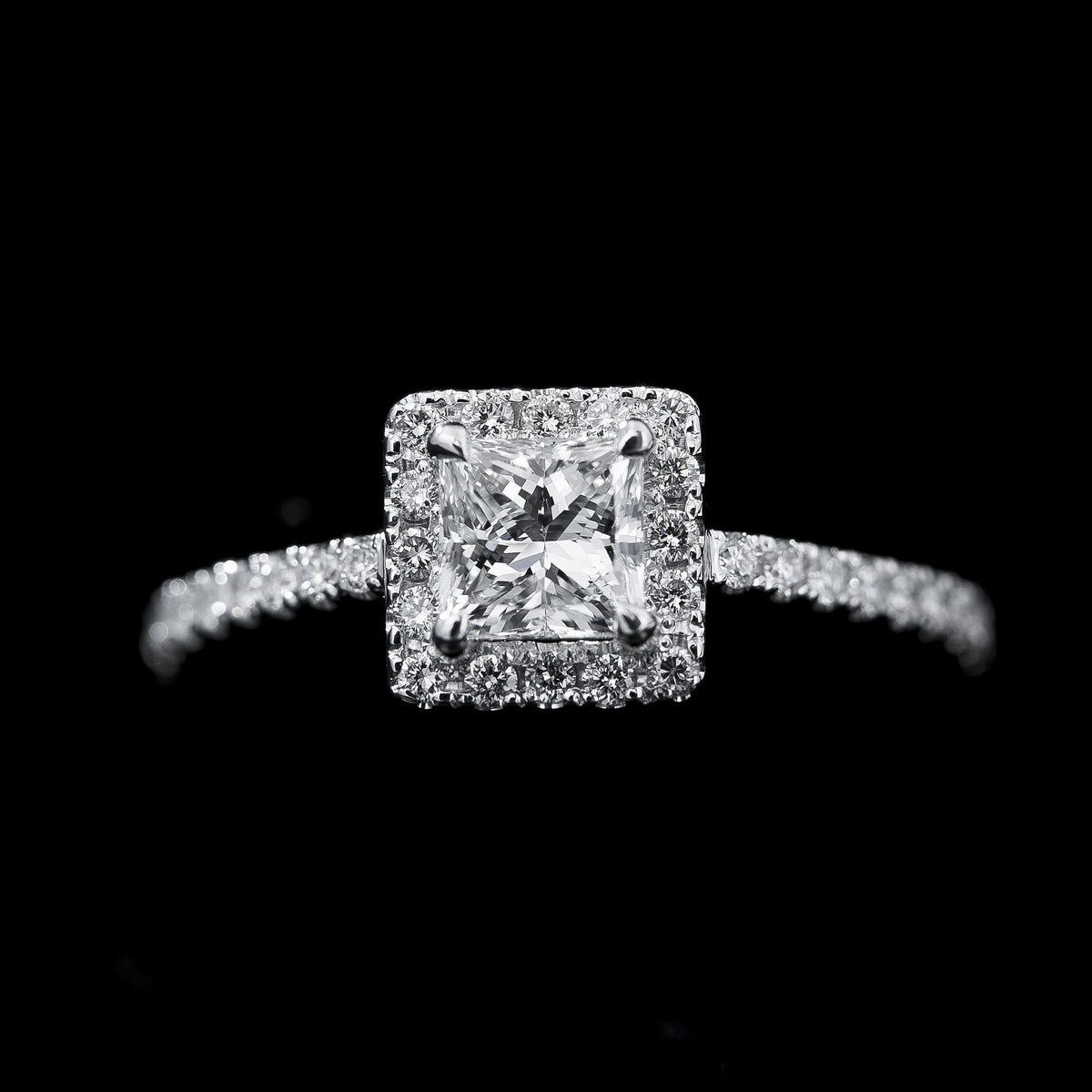 Princess Halo Engagement Ring
