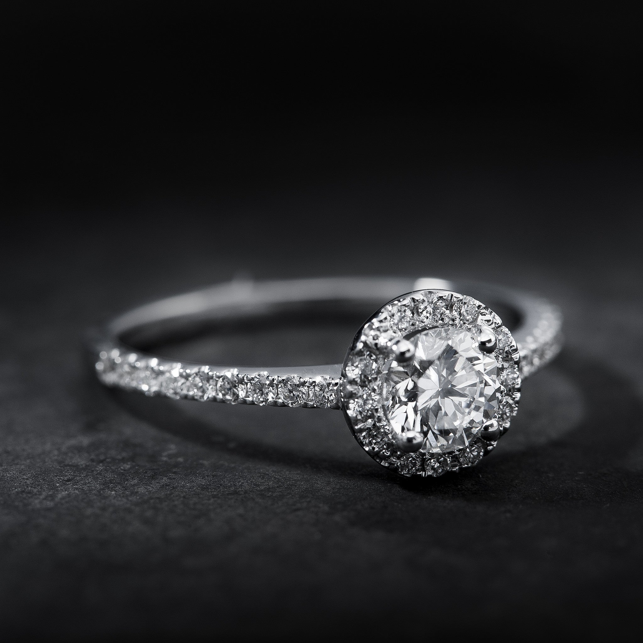 Platinum Ring with White Diamonds in Pave Setting - The Diamond Setter